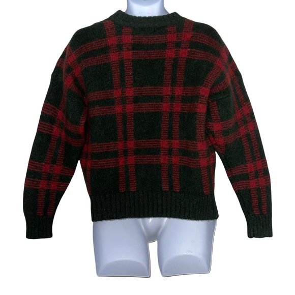 Structure Vintage 1990's 100% Wool Thick Plaid Embroidered Pullover Sweater XL - Picture 6 of 10